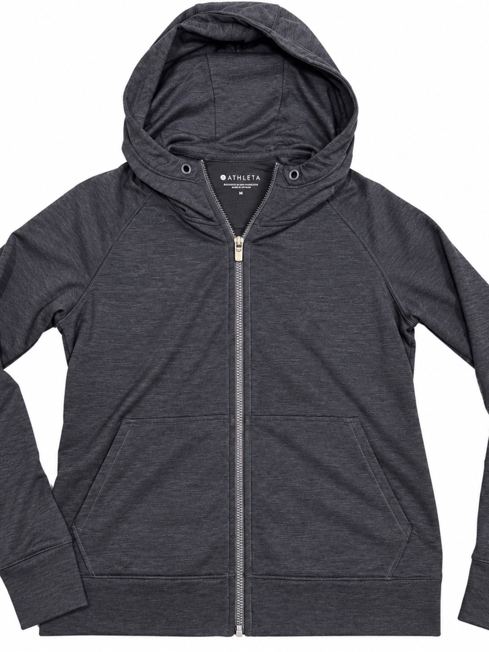 Athleta Dark Charcoal Hooded Full-Zip Jacket